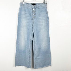 VERONICA BEARD Grant Wide Leg Extra High Rise Button Fly Frayed Hem Jeans 29